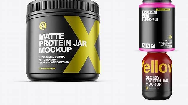 9301+ Matte Protein Jar with Shrink Sleeve PSD Mockup Stylish Free PSD