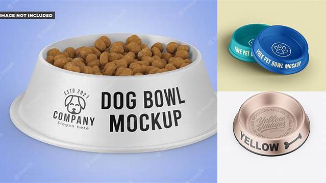 9301+ Metallic Pet Feeding Bowl PSD Mockup Editable Graphic Free PSD