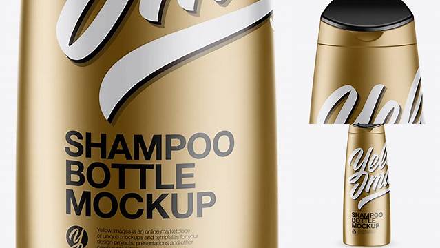 9303+ Matte Metallic Shampoo Bottle PSD Mockup High-Angle Shot Unique and Creative Free PSD File