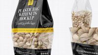 9304+ Clear Bag With Pistachio Nuts PSD Mockup Halfside View High-Quality Design Free PSD