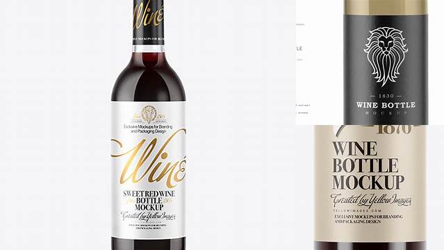 9307+ 375ml Clear Glass Red Wine Bottle PSD Mockup Creative Photoshop Resources