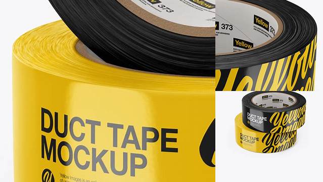 9310+ Two Glossy Duct Tape Rolls PSD Mockup High-Angle Shot Photoshop PSD Free for Designers