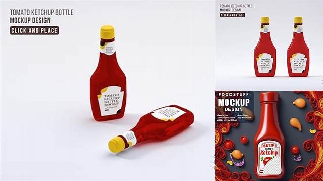 9311+ 1kg Tomato Ketchup Bottle PSD Mockup Elegant and Stylish Free PSD