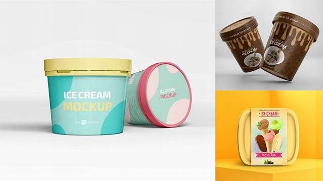 9311+ 64oz Ice Cream Container Mock-up Mockup PSD Free Download