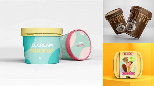 9311+ 64oz Ice Cream Container Mock-up Mockup PSD Free Download