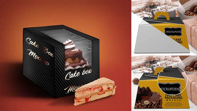 9314+ Glossy Cake Box PSD Mockup Front View High-Angle Shot Professional Photoshop Design Freebie