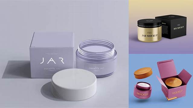 9314+ Metallic Cosmetic Jar with Box PSD Mockup Download Professional PSD