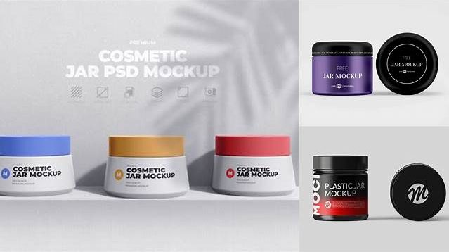 9318+ Glossy Plastic Cosmetic Jar PSD Mockup Photoshop PSD Free for Designers