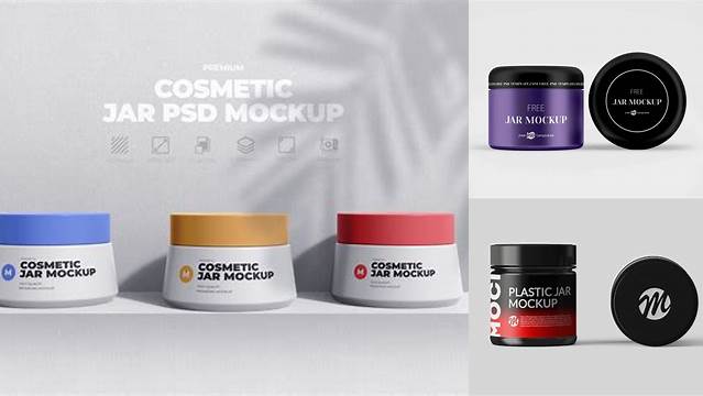 9318+ Glossy Plastic Cosmetic Jar PSD Mockup Photoshop PSD Free for Designers