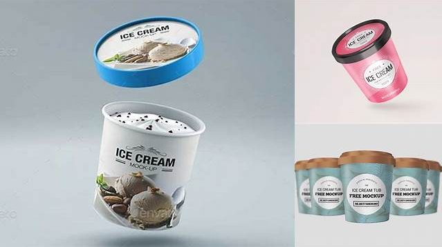 9320+ 16oz Ice Cream Container Mock-up Free Editable Photoshop Template