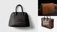 9324+ Leather Bag PSD Mockup Half Side View High-Angle Shot Custom Mockup PSD for Free