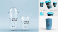 9326+ Plastic Cup PSD Mockup Front View High-Angle Shot Downloadable PSD Design Template