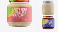 9327+ 141ml Babyfood Banana Puree Jar PSD Mockup High-End Creative PSD Template