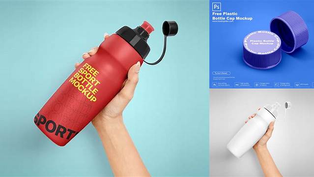 9329+ Green Plastic Bottle with Sport Cap PSD Mockup Free PSD for Creatives