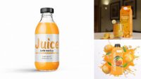 933+ Clear Plastic Bottle with Orange Juice PSD Mockup Creative Layered Design File