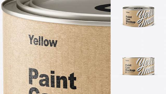 9332+ Metallic Paint Can with Kraft Label PSD Mockup Stylish Free PSD