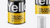 9334+ 20L Tin Can with Closed Cap PSD Mockup Half Side View High-Angle Shot Free PSD Mockup Resource