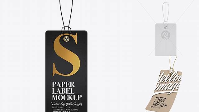 9335+ Textured Paper Label with Round Corners & Rope PSD Mockup Digital Photoshop Free Mockup