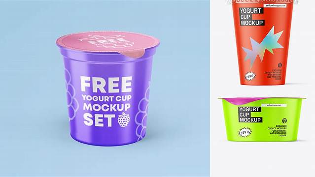 9336+ Matte Yogurt Cup PSD Mockup Top View Smart Layer PSD