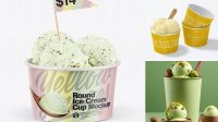 9336+ Paper Pistachio Ice Cream Cup PSD Mockup Photoshop Freebie