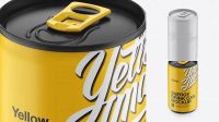 9337+ 150ml Aluminium Can With Matte Finish PSD Mockup High-Angle Shot Free Design Resource