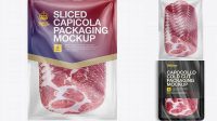 9340+ Plastic Vacuum Bag with Sliced Capicola PSD Mockup Modern Free PSD Template