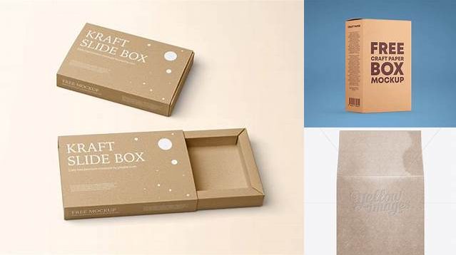 9342+ Glossy Kraft Paper Box PSD Mockup Front View High-Quality PSD Files