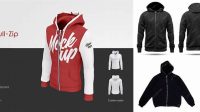 9342+ Men’s Full-Zip Hoodie PSD Mockup Back Half Side View Modern Free PSD Template