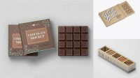 9347+ Kraft Chocolate Box PSD Mockup Half Side View High-Angle Shot Advanced Free Graphic Template