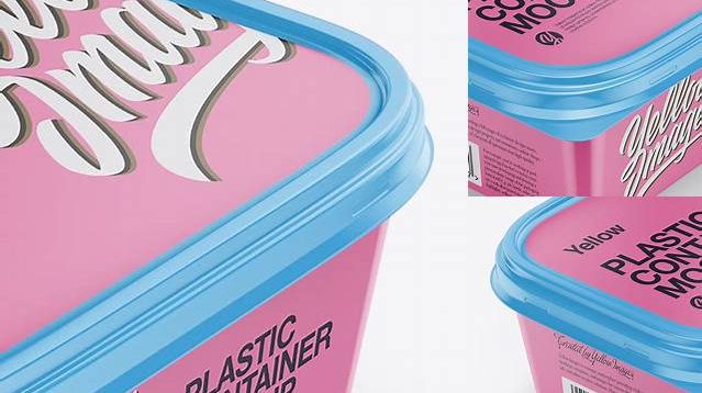 9349+ Glossy Plastic Container PSD Mockup Halfside View High-Angle Shot Elegant PSD Mockup