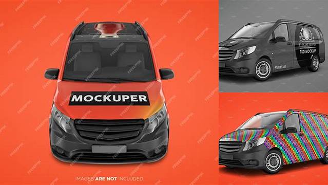 9349+ Panel Van PSD Mockup Front View Editable Photoshop File