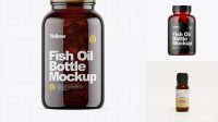 9350+ Dark Amber Bottle with Fish Oil PSD Mockup Custom Mockup Graphic Design