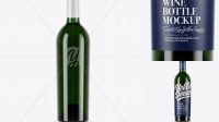 9353+ 750ml Dark Green Glass Bottle With White Wine PSD Mockup PSD Download