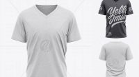 9355+ Men’s Heather Loose Fit V-Neck T-Shirt – Front View Premium Mockup Freebie