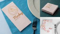 9356+ Napkin PSD Mockup Half Side View High-Angle Shot Custom Mockup Graphic Design