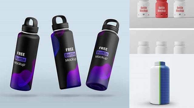 9358+ Metallic Plastic Bottle PSD Mockup High Resolution