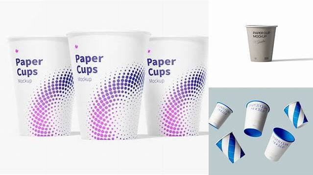 9359+ Paper Cup PSD Mockup Front View High Angle Shot Elegant Free Template