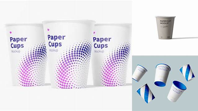 9359+ Paper Cup PSD Mockup Front View High Angle Shot Elegant Free Template