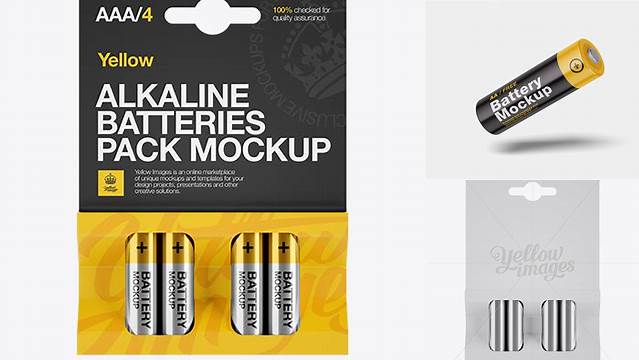 9361+ 4 Pack Metal Battery AAA PSD Mockup Front View Professional Design PSD