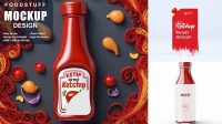 9363+ 950g Ketchup Bottle PSD Mockup Fully Editable Photoshop PSD Free Download