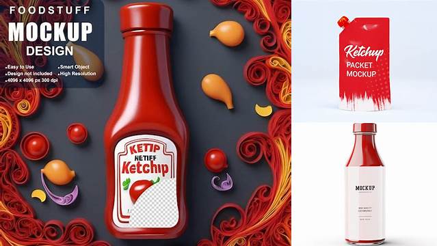 9363+ 950g Ketchup Bottle PSD Mockup Fully Editable Photoshop PSD Free Download