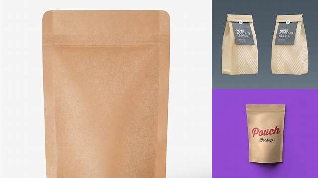 9366+ Kraft Stand Up Pouch PSD Mockup Downloadable PSD Design Template