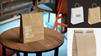 9369+ Glossy Kraft Paper Bag PSD Mockup Halfside View PSD Download