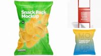 9370+ Metallic Snack Pack PSD Mockup Front View Smart Design Template Free