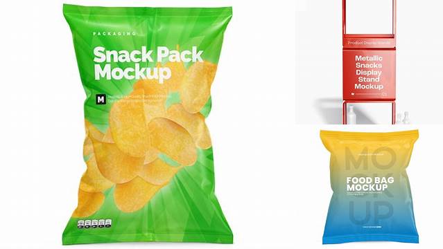 9370+ Metallic Snack Pack PSD Mockup Front View Smart Design Template Free