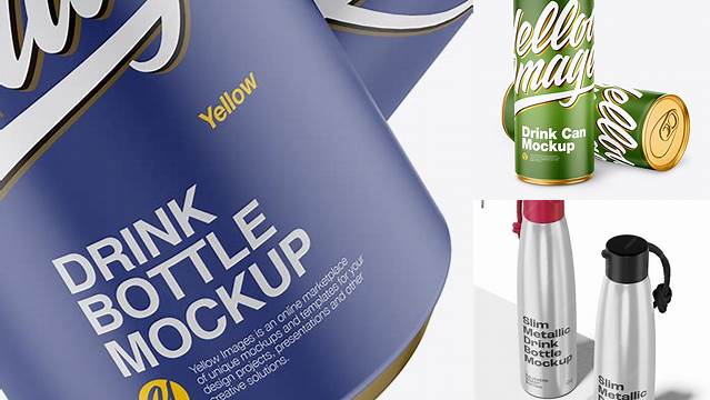 9373+ Two Metallic Drink Bottles With Matte Finish PSD Mockup Free Design Resource