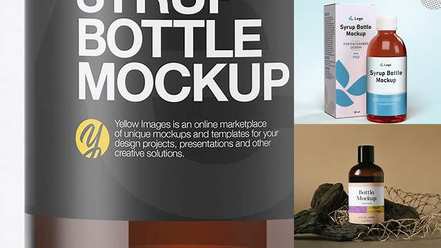 9375+ Amber Plastic Bottle with Paper Box PSD Mockup Fully Customizable Photoshop Freebie