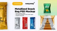 9375+ Metallic Snack Bag PSD Mockup Front View Versatile Photoshop Freebie