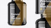 938+ 5lb Protein Jar in Glossy Shrink Sleeve PSD Mockup High-Quality Digital Mockup Resource