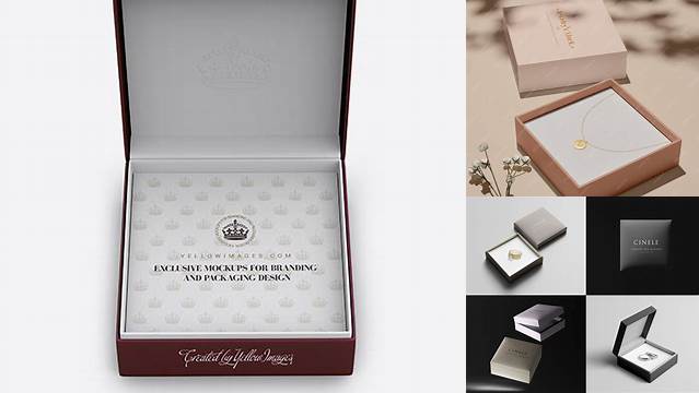 9380+ Jewelry Box PSD Mockup Front View High Angle Shot Editable Photoshop File